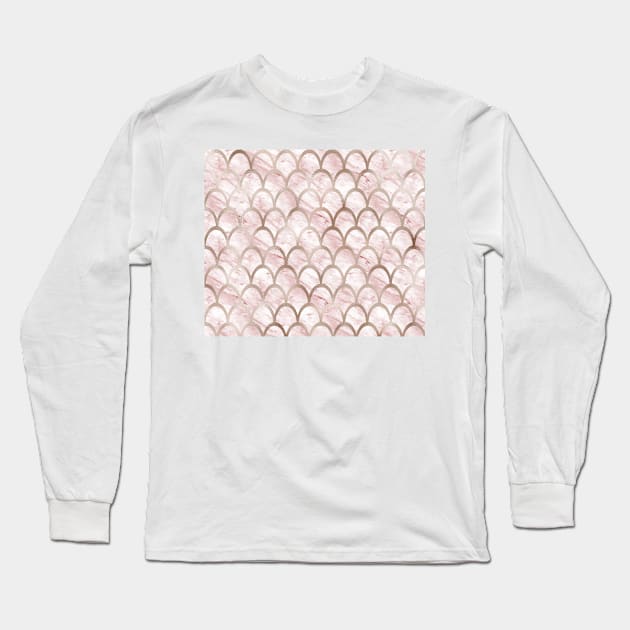 Rose gold mermaid scales - strawberry fields Long Sleeve T-Shirt by marbleco